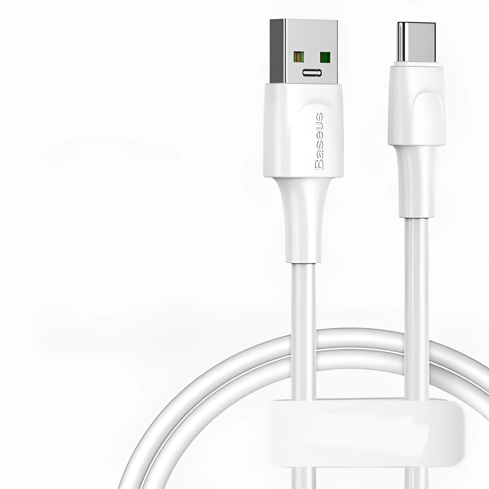 Baseus black and white Android fast charging cables in 1 metre and 2 metre lengths.