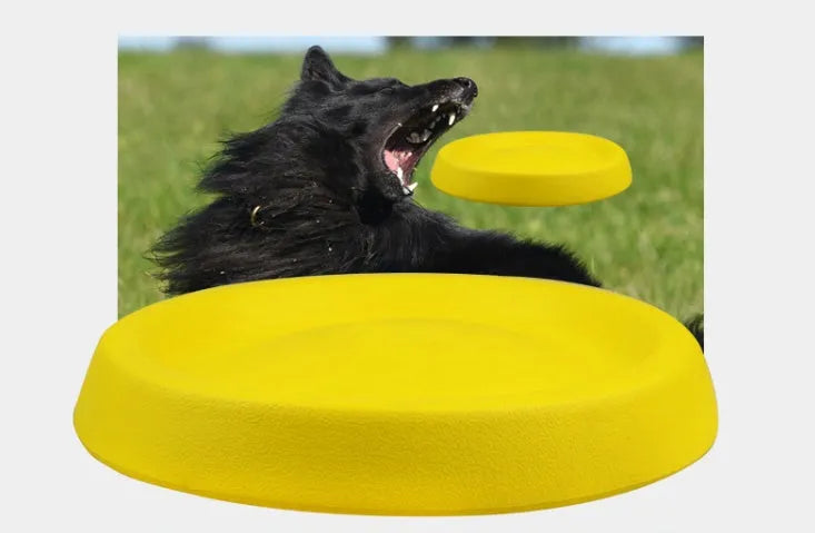 Yellow EVA plastic dog throwing toy for training and interactive play