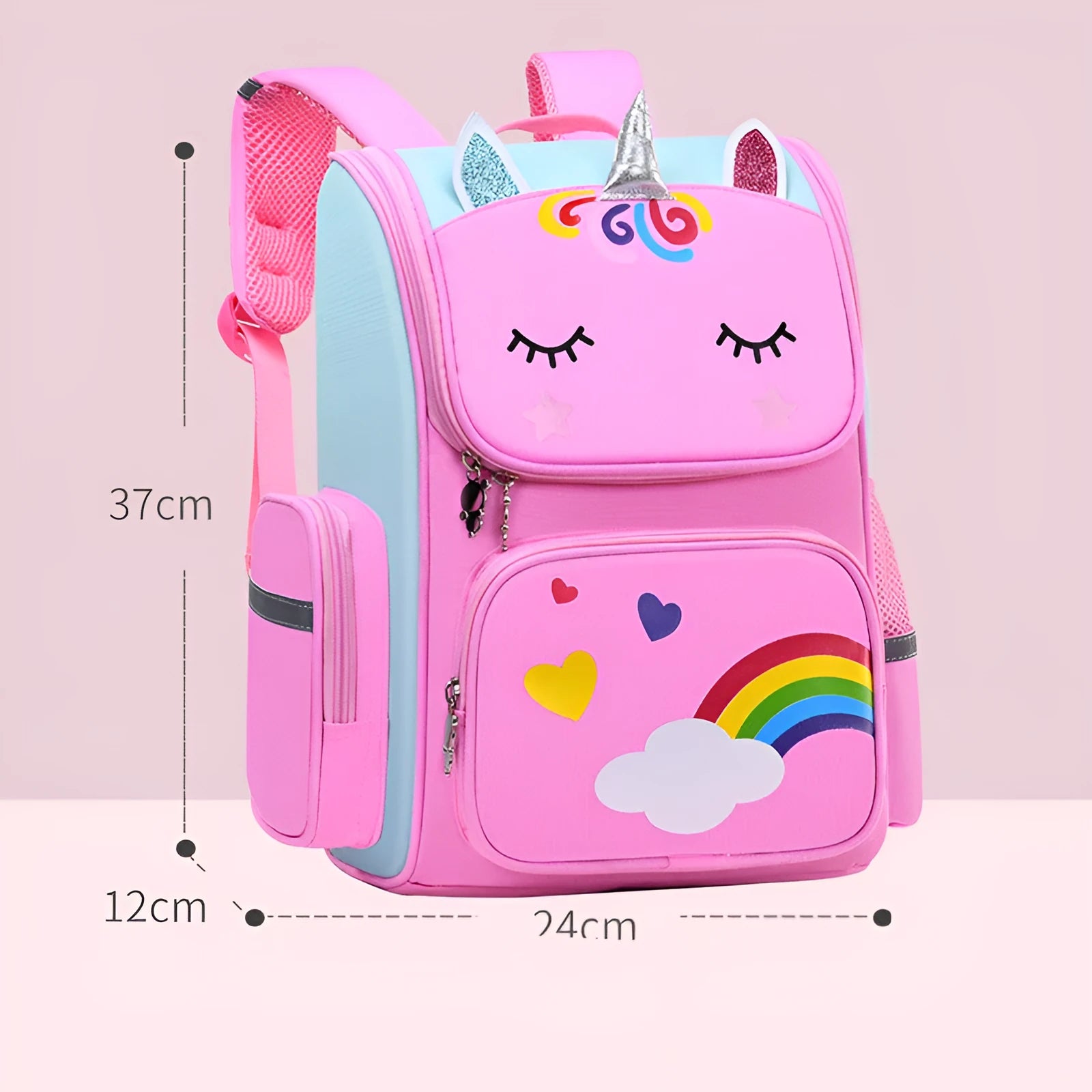 Primary school backpack for grades 1-6 in royal blue, purple, pink or sapphire colours with small and large size options