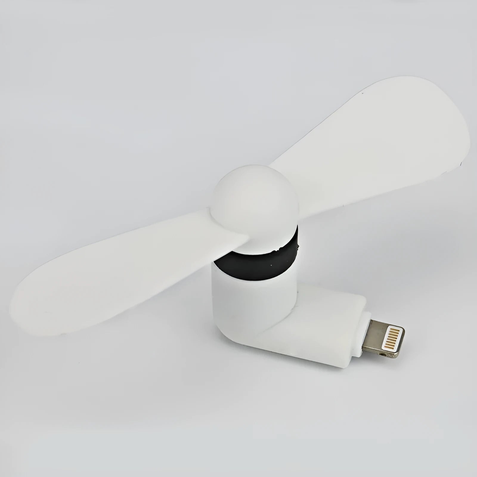 Mini portable phone fan in six colours with rotary switch, compatible with iPhone and Android devices