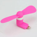 Mini portable phone fan in six colours with rotary switch, compatible with iPhone and Android devices