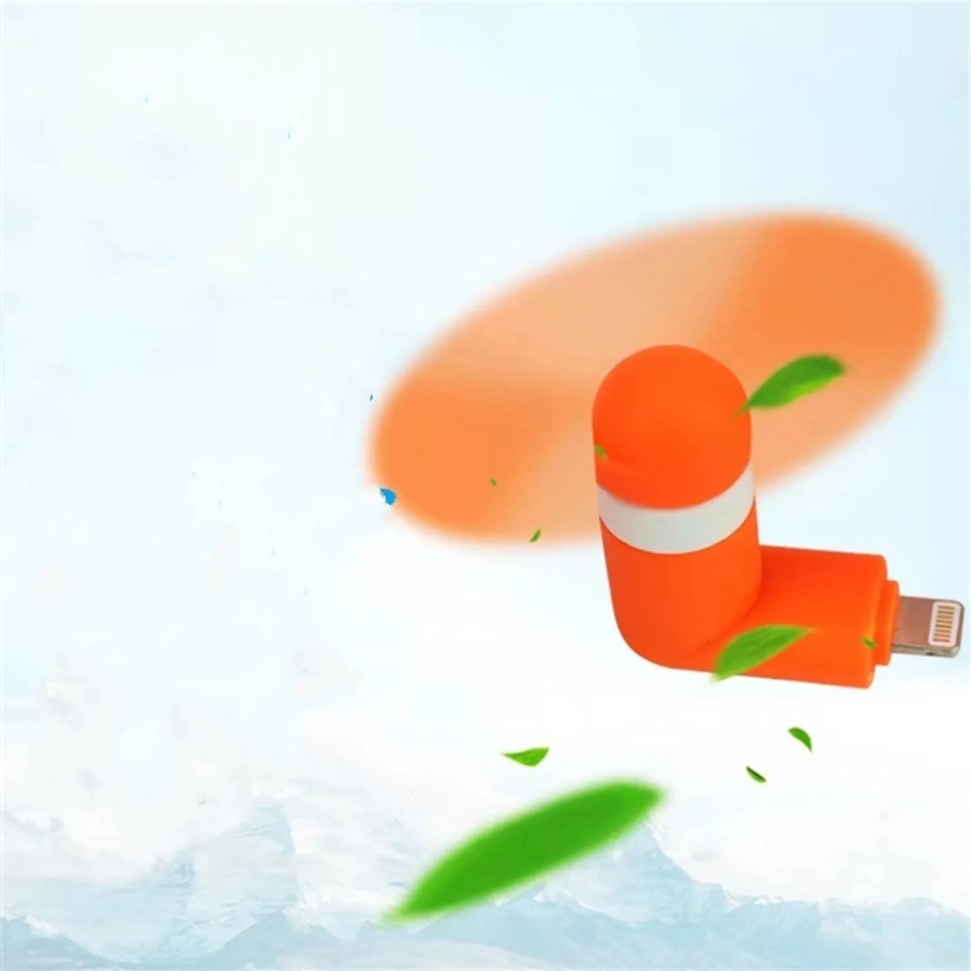 Mini portable phone fan in six colours with rotary switch, compatible with iPhone and Android devices