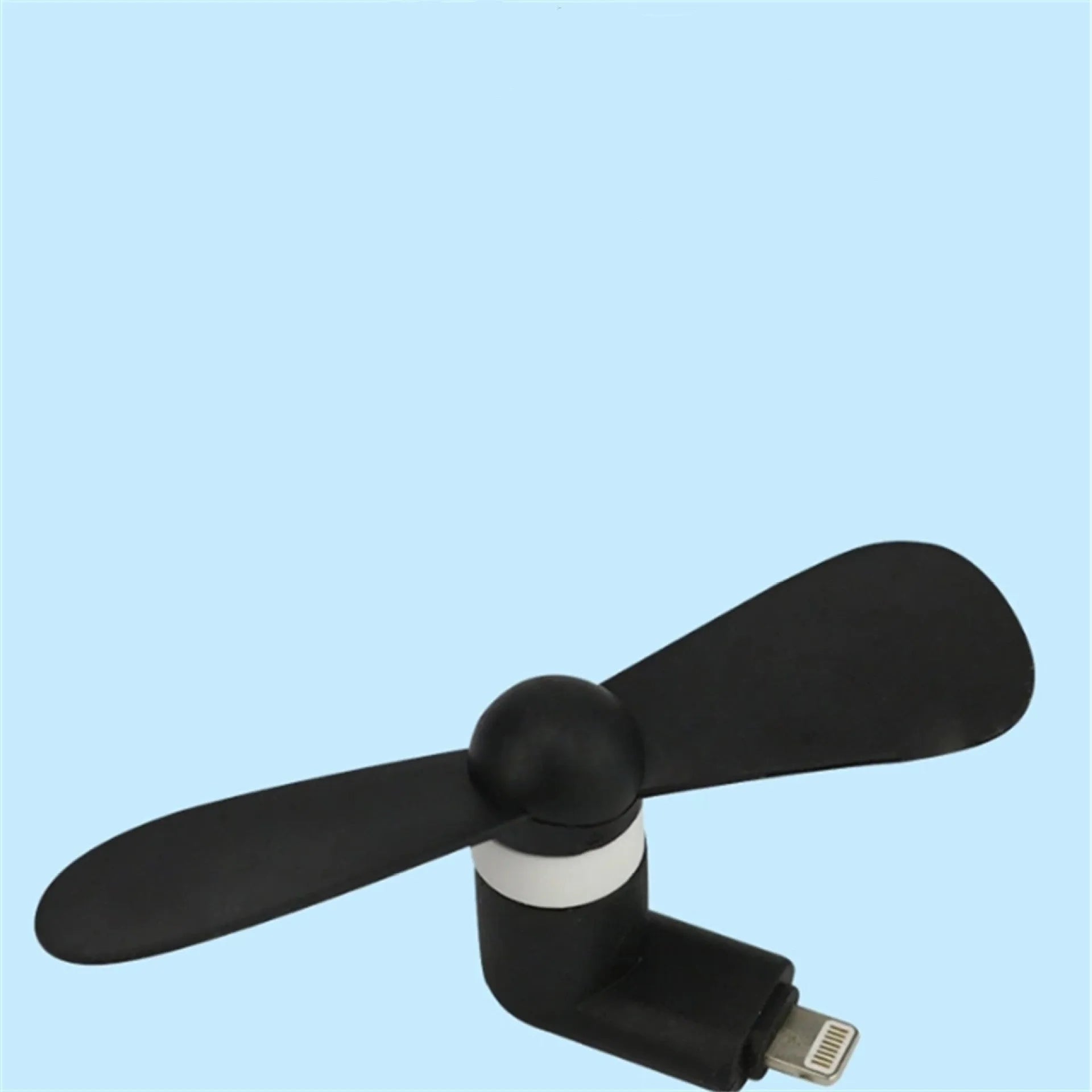 Mini portable phone fan in six colours with rotary switch, compatible with iPhone and Android devices