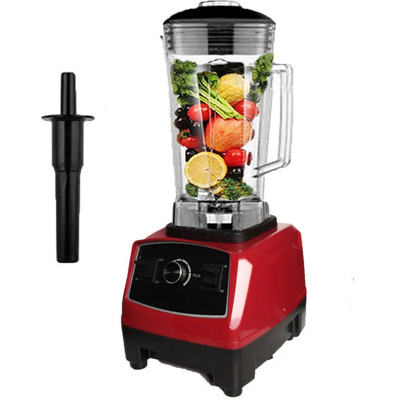 Black and red 2200W high-speed kitchen blender with 2L jug for juicing and grinding.