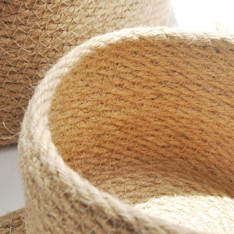 Japanese style linen fabric storage basket with dustproof cover in three size options