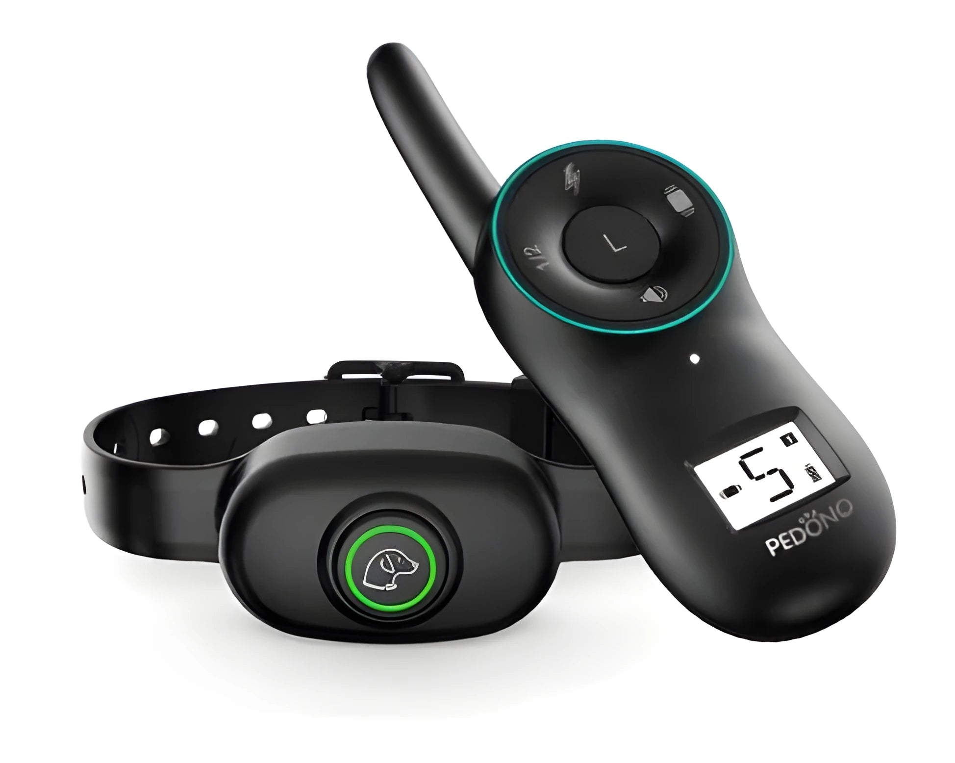 Black rechargeable waterproof dog training collar with remote control for medium to large breed dogs