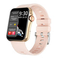 D06 smart watch with colour screen and liquid silicone strap shown in black, blue, grey, or pink.