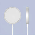 Magsafe magnetic wireless charger for iPhone 12 and 13 in silver, black, blue, or red metal finish