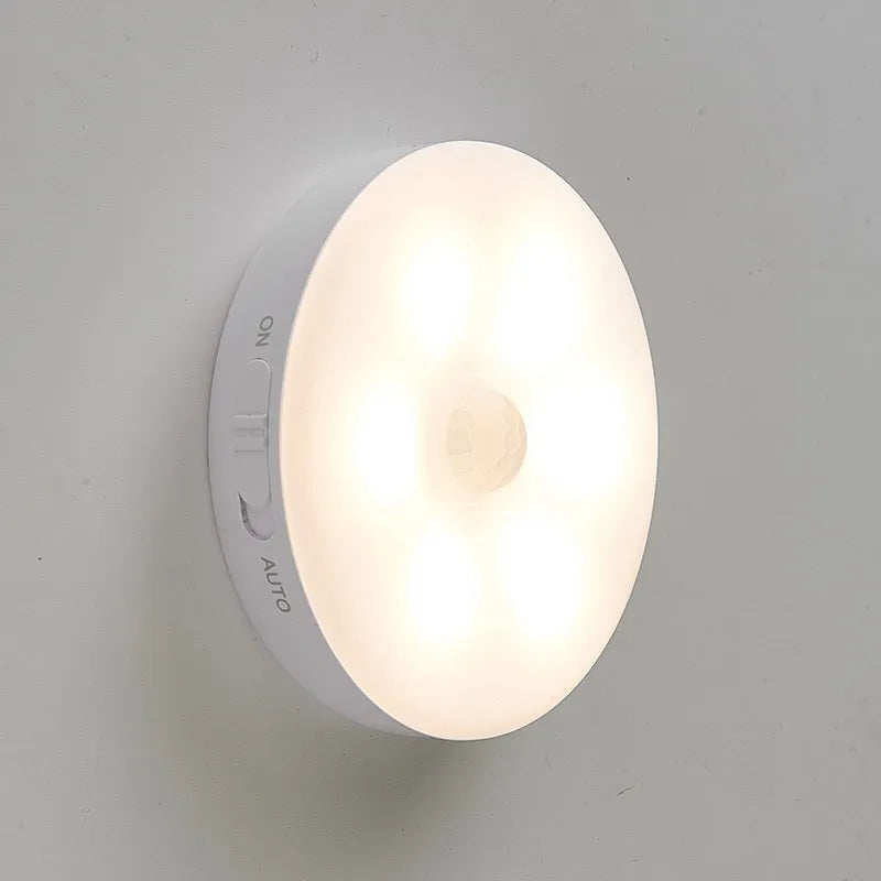 Wireless body sensing LED lights with rotation induction for automatic cabinet and hallway lighting