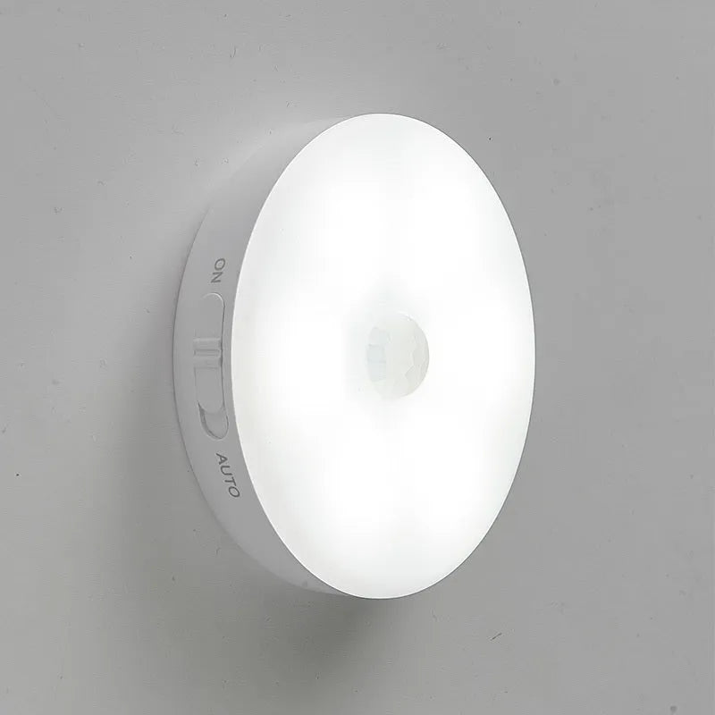 Wireless body sensing LED lights with rotation induction for automatic cabinet and hallway lighting