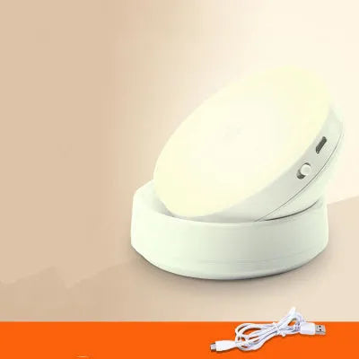 Wireless body sensing LED lights with rotation induction for automatic cabinet and hallway lighting