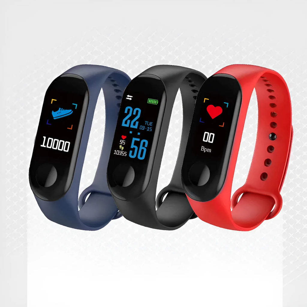 M3 smart fitness bracelet with colour screen and black TPE strap on a wrist