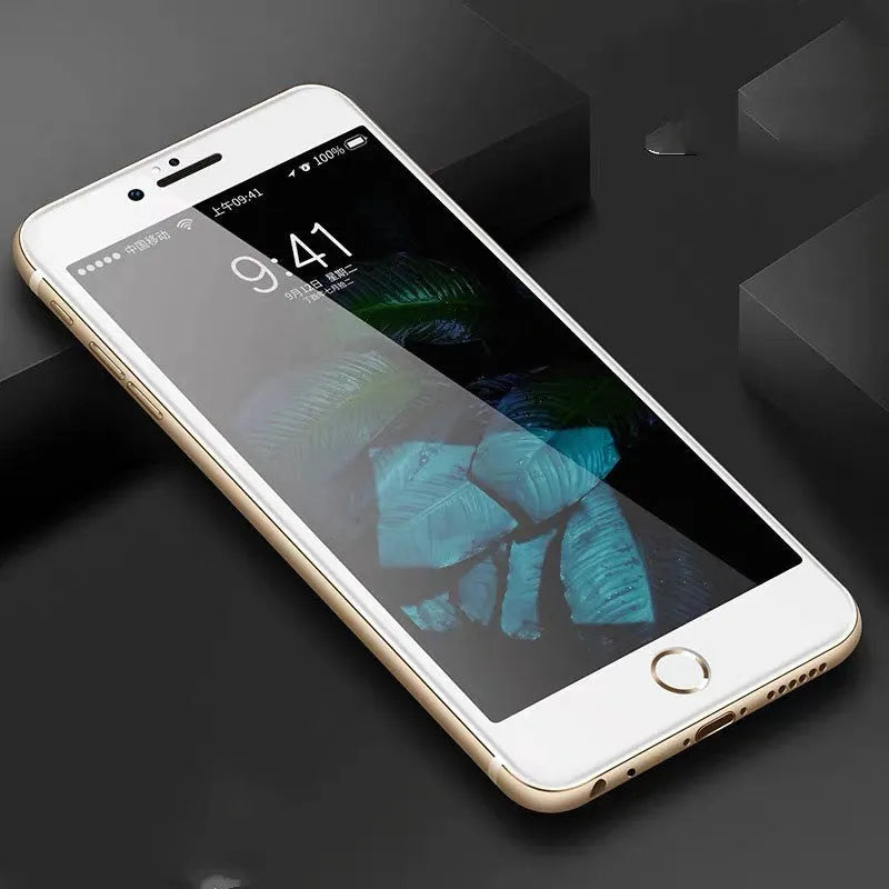 Three-pack of black tempered glass screen protectors for iPhone 6, 7, 8 and Plus models.