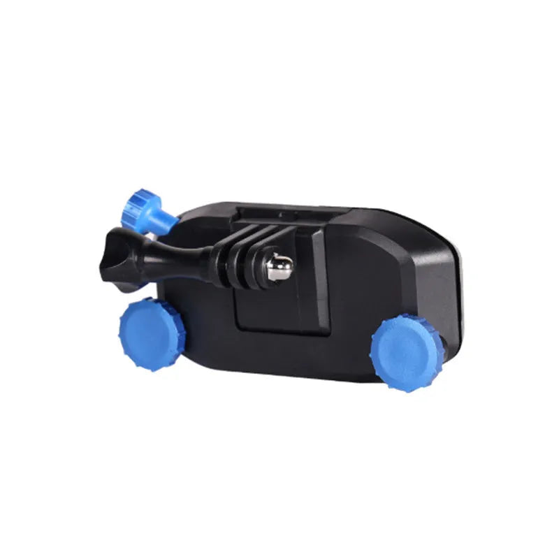 Blue and red plastic GoPro shoulder strap buckle mount for sports cameras with quick clip attachment