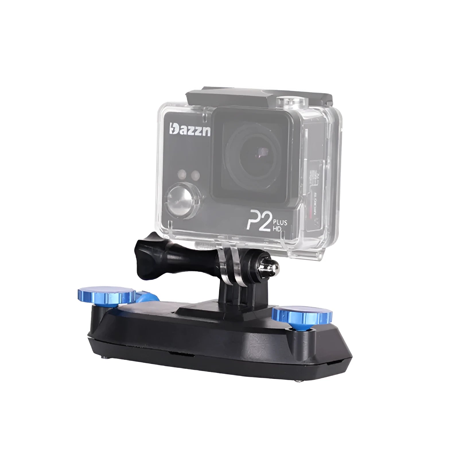 Blue and red plastic GoPro shoulder strap buckle mount for sports cameras with quick clip attachment