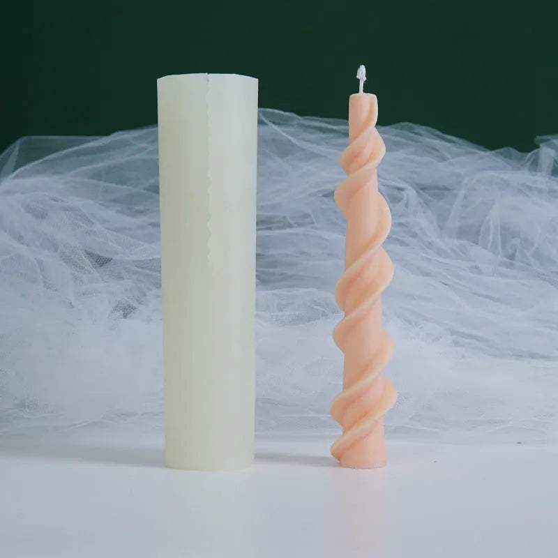 Yihai silicone rotating lace candle mould for spiral rod designs in photo colour