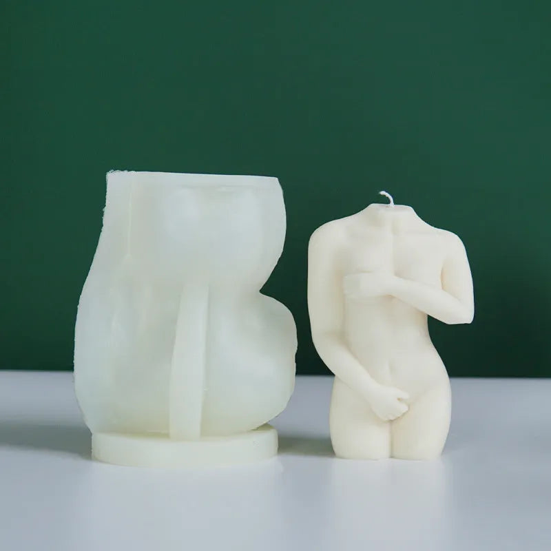 Silicone Shy Female Body candle mould for creating detailed body-shaped crafts