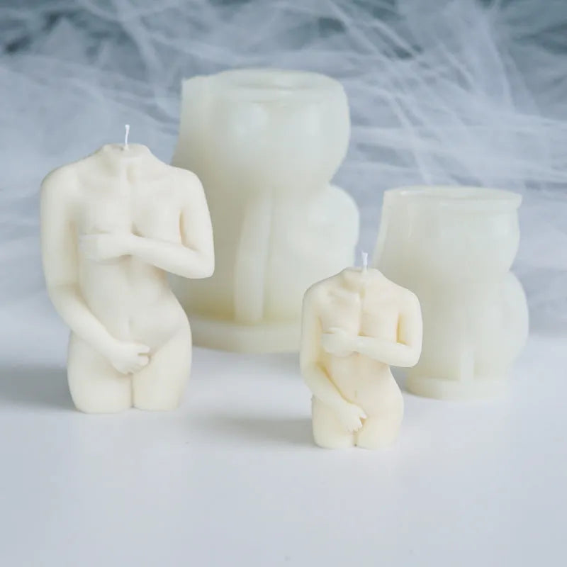 Silicone Shy Female Body candle mould for creating detailed body-shaped crafts
