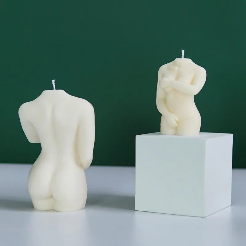 Silicone Shy Female Body candle mould for creating detailed body-shaped crafts