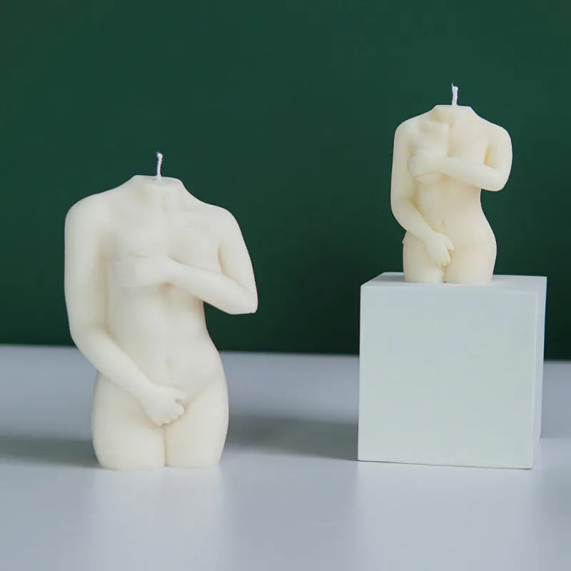 Silicone Shy Female Body candle mould for creating detailed body-shaped crafts