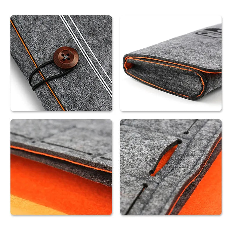 Black felt pouch case for Nintendo Switch console with game card storage slots