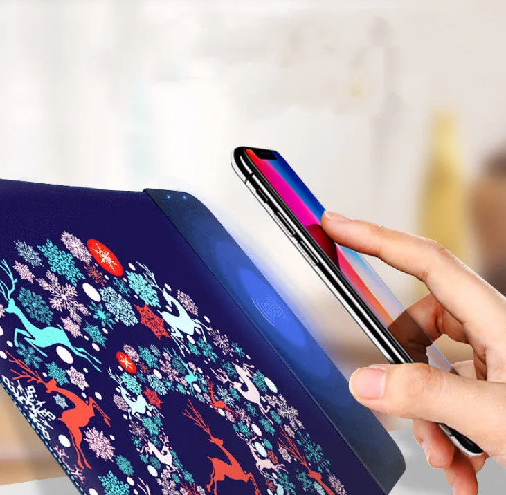 Cartoon wireless charging mouse pad with RGB lighting and heat transfer graphics