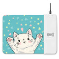 Cartoon wireless charging mouse pad with RGB lighting and heat transfer graphics