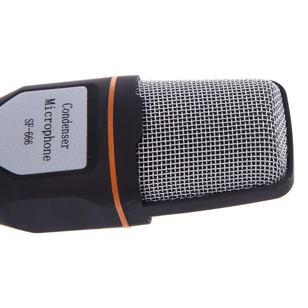 Black wired microphone with clip and adjustable bracket for PC laptop use