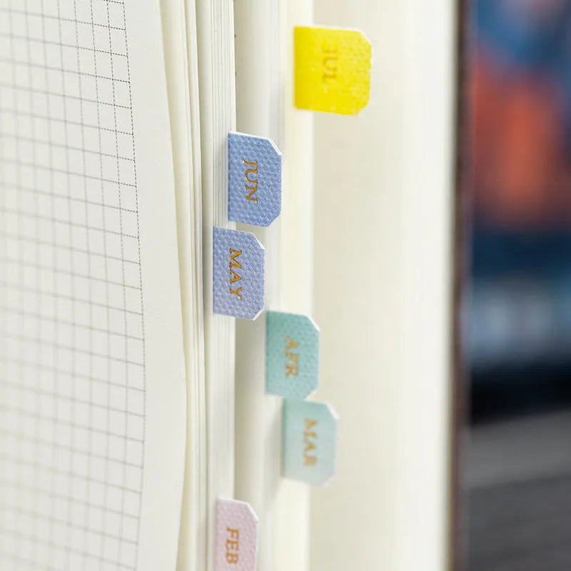 Ten sheets of Morandi gradient bookmark stickers in four colour themes: Elegant, Jazz, Neon, and Summer.