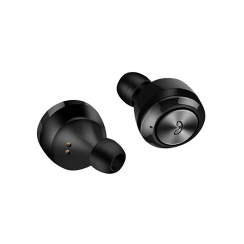 A6 TWS wireless Bluetooth headset in black and white colour options showing earpieces