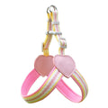 Nylon dog walking chest strap and hand-holding rope in pink, blue, yellow, or green