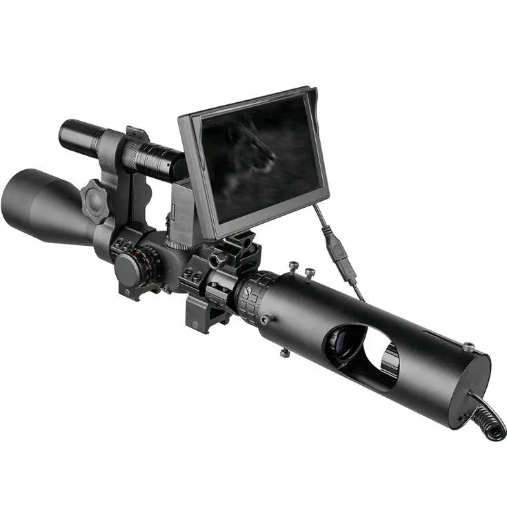 Black digital night vision goggles with 5-inch LCD display and 35-45mm objective lenses