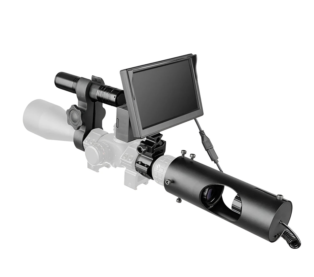 Black digital night vision goggles with 5-inch LCD display and 35-45mm objective lenses