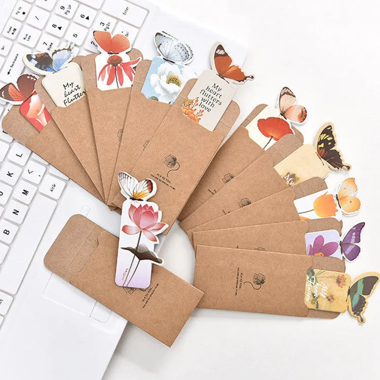 Colourful butterfly design flat paper bookmark on a white background.