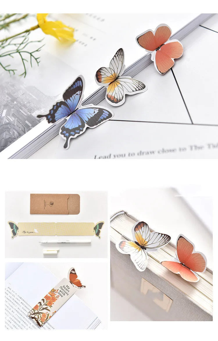 Colourful butterfly design flat paper bookmark on a white background.
