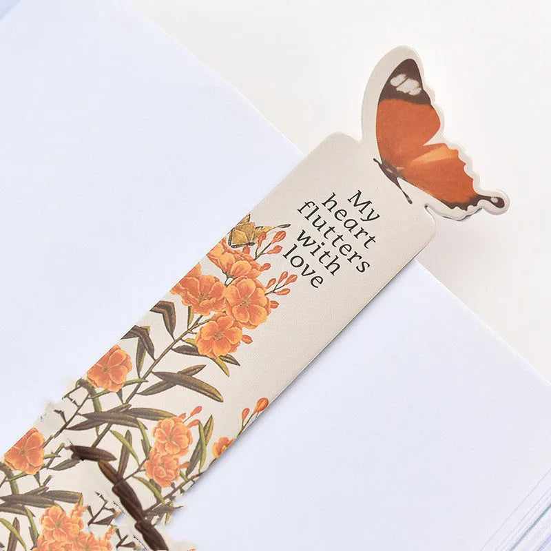 Colourful butterfly design flat paper bookmark on a white background.