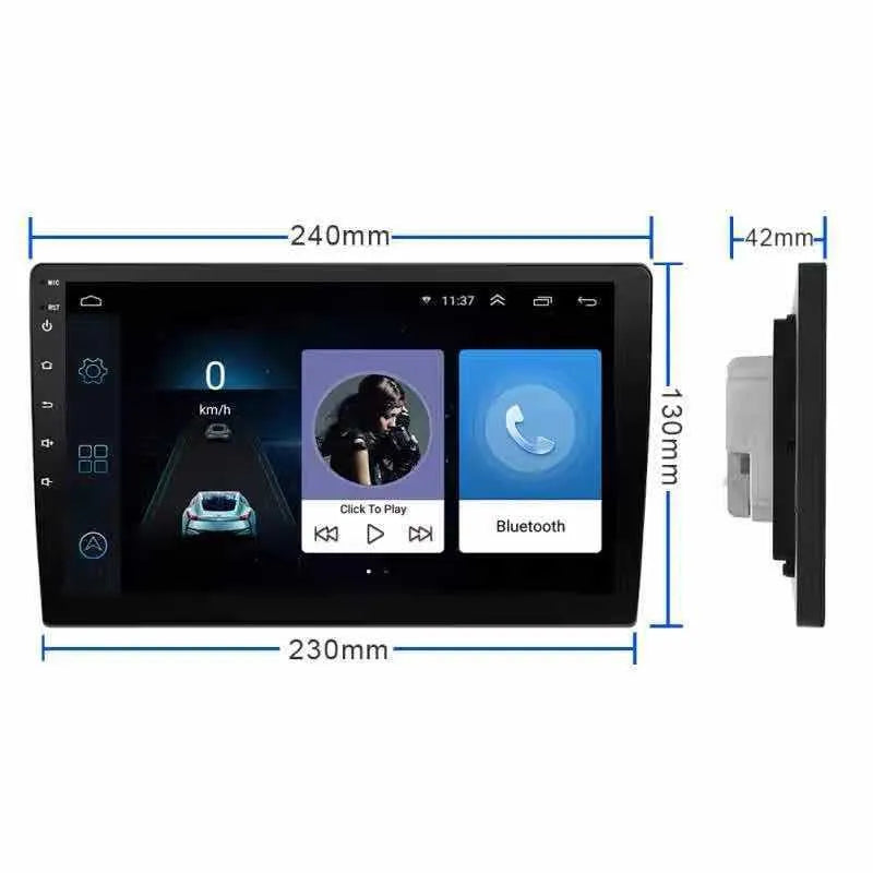 Black GM car Android navigator with a large rotating LCD screen on a dashboard.