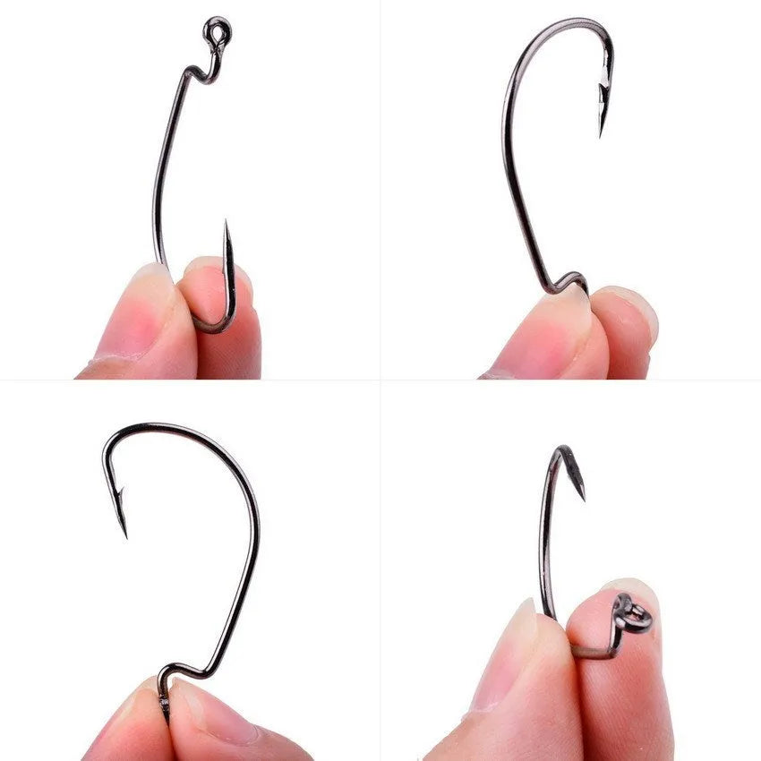 High carbon steel sea fishing hook, narrow wide belly crank hook, barbed, sizes 6# to 5/0#