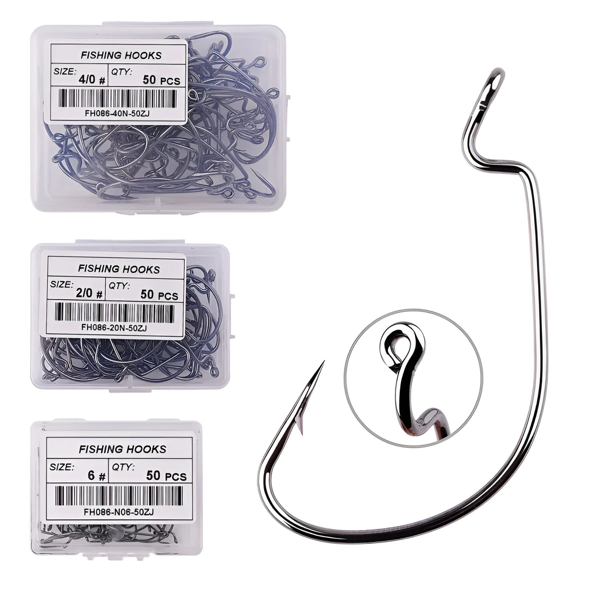 High carbon steel sea fishing hook, narrow wide belly crank hook, barbed, sizes 6# to 5/0#