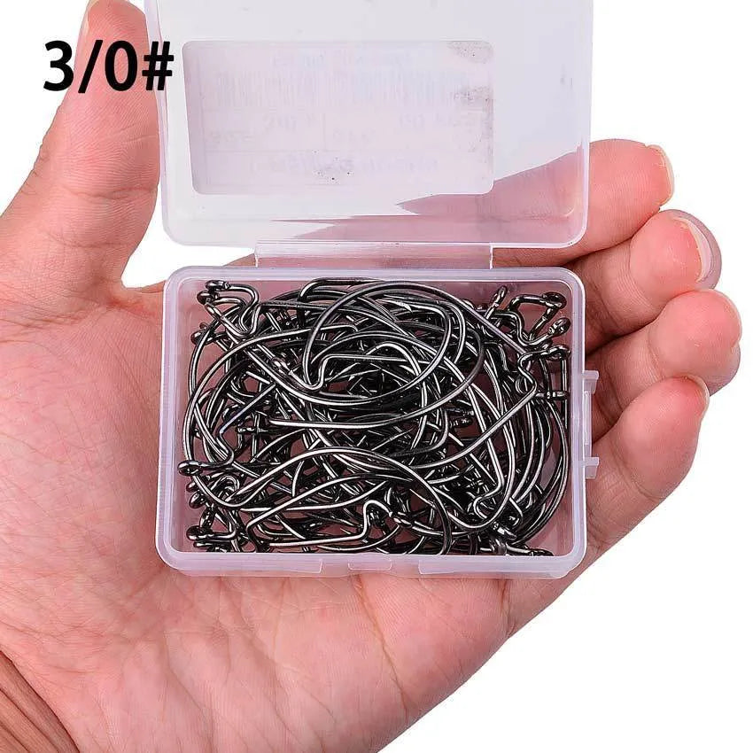 High carbon steel sea fishing hook, narrow wide belly crank hook, barbed, sizes 6# to 5/0#