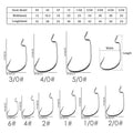 High carbon steel sea fishing hook, narrow wide belly crank hook, barbed, sizes 6# to 5/0#