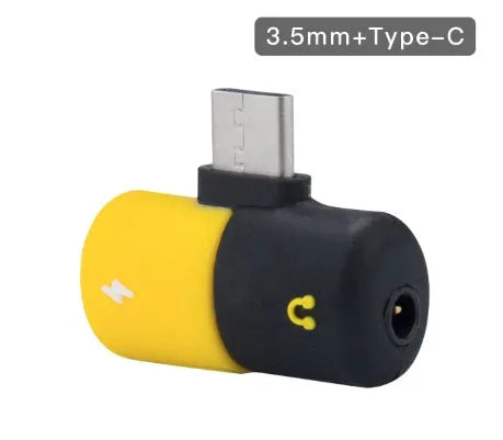 Blue Huawei phone case with a small white adapter for charging and 3.5mm headphone jack.