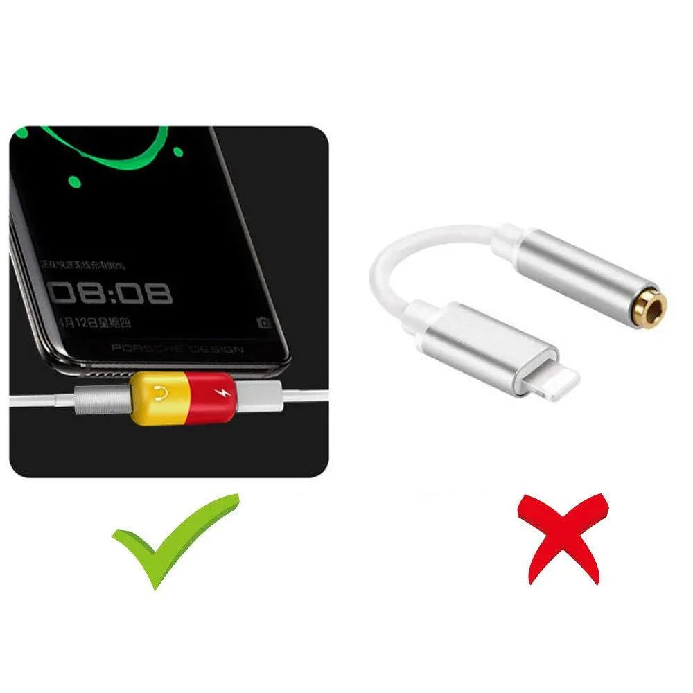 Blue Huawei phone case with a small white adapter for charging and 3.5mm headphone jack.