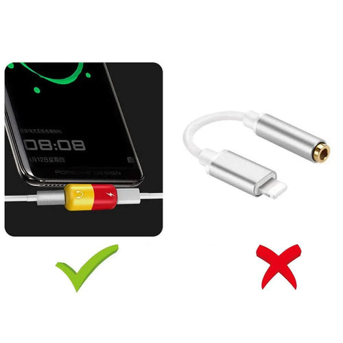 Blue Huawei phone case with a small white adapter for charging and 3.5mm headphone jack.