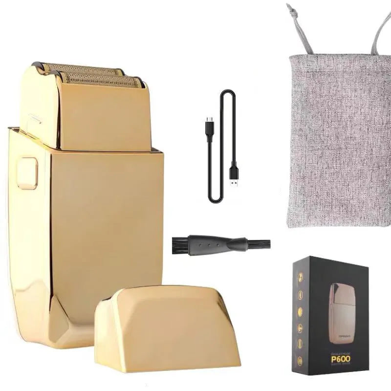Gold professional hair clipper with cordless design and charging station