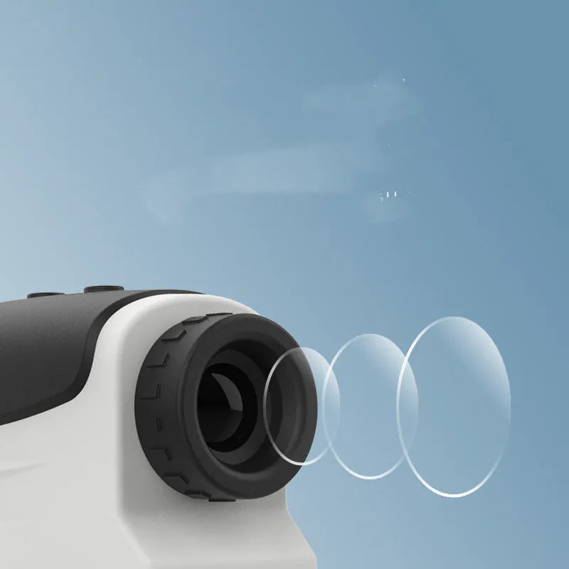 Handheld laser ranging telescope for golf distance measurement showing different model colour options