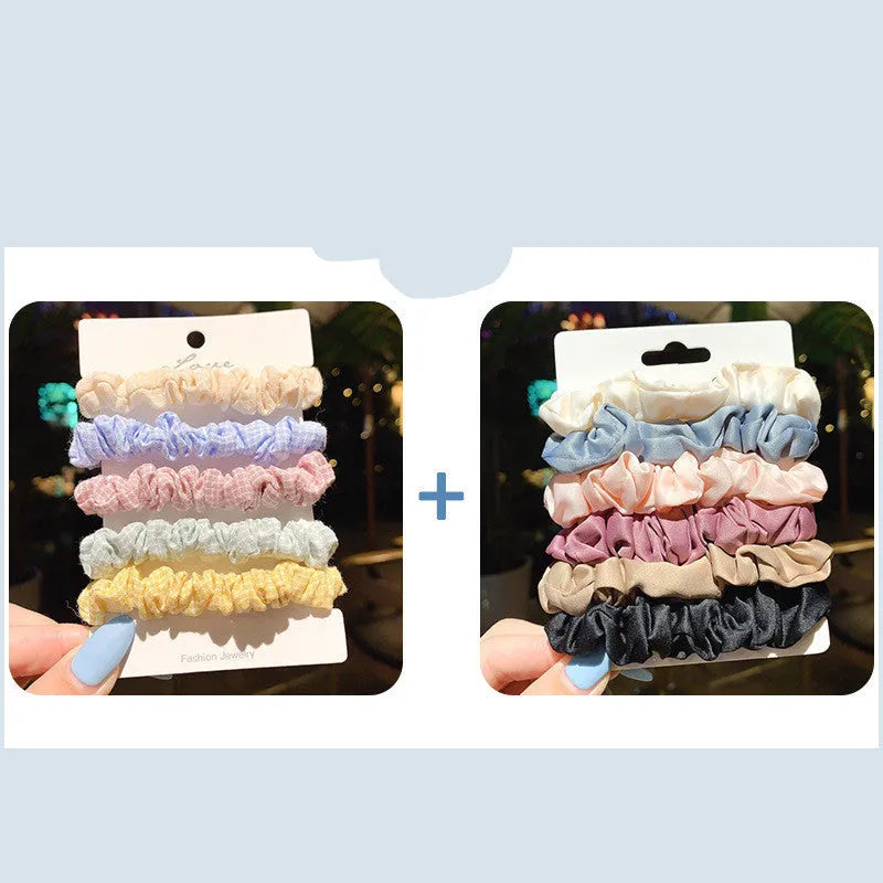 Children's hair accessory set with small intestine rings and large intestine ropes in autumn colours