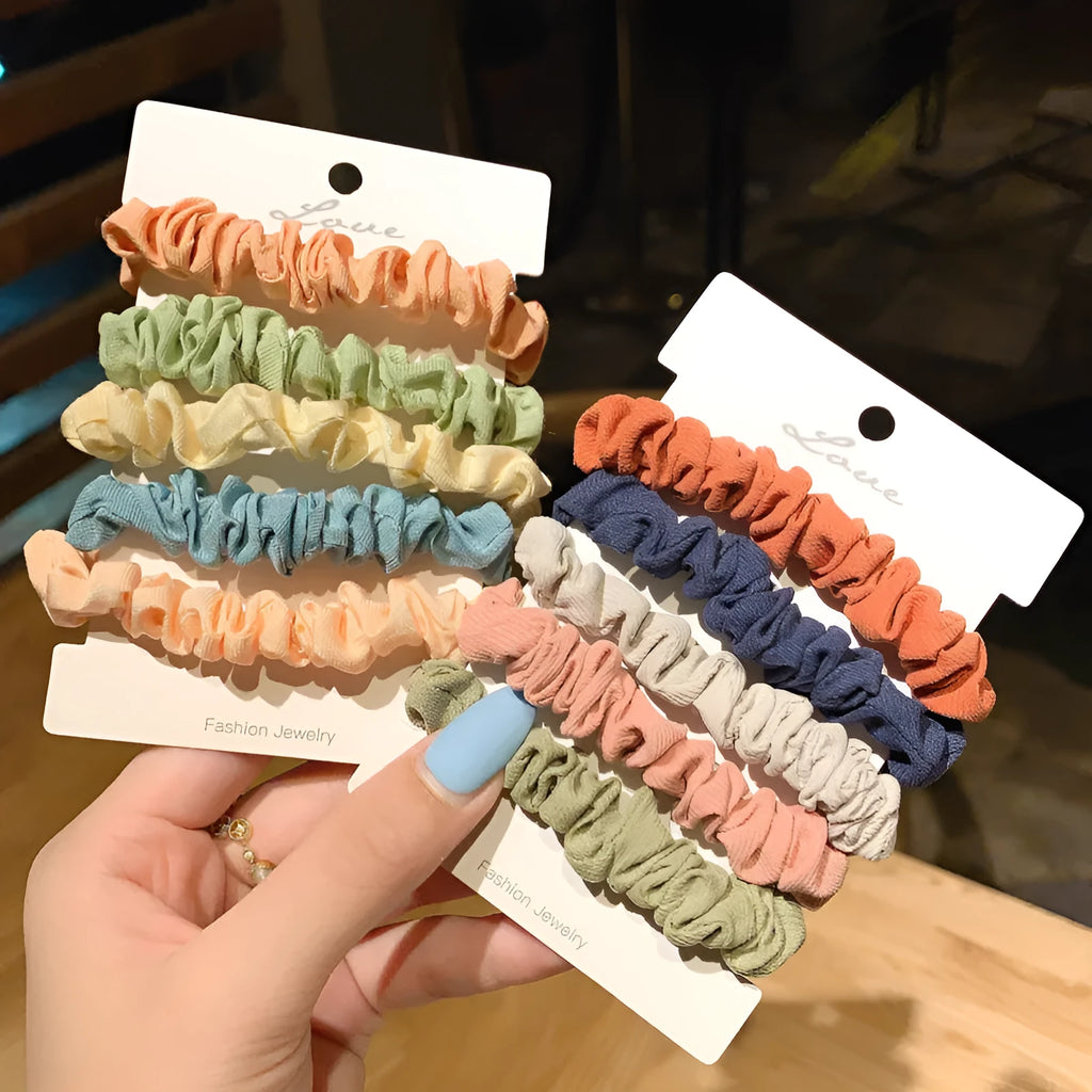 Children's hair accessory set with small intestine rings and large intestine ropes in autumn colours