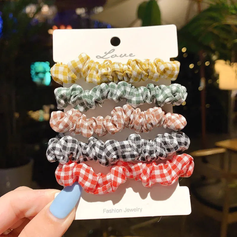 Children's hair accessory set with small intestine rings and large intestine ropes in autumn colours