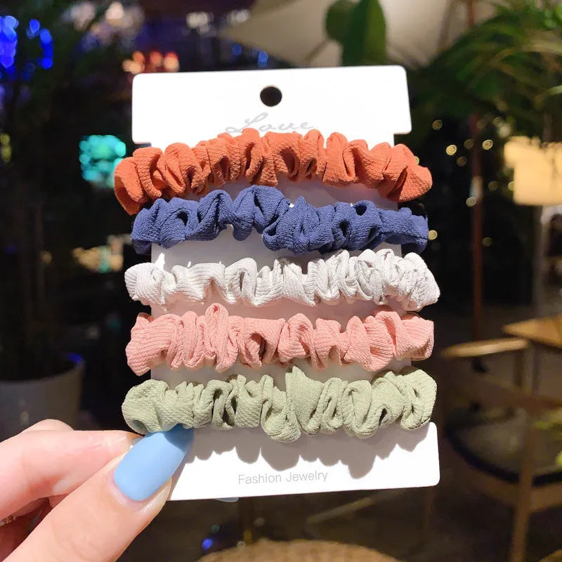 Children's hair accessory set with small intestine rings and large intestine ropes in autumn colours